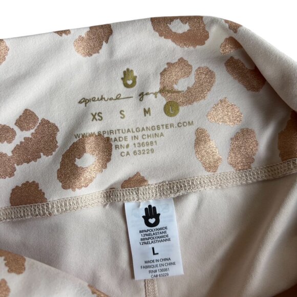 Spiritual Gangster Rose Gold Metallic Leopard print leggings L - Picture 6 of 6
